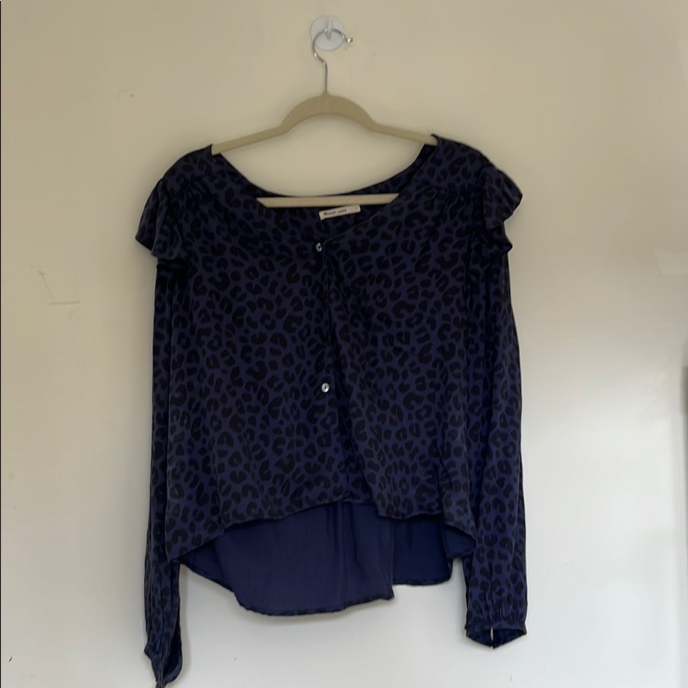 Marine Layer Blue Leopard Print Top